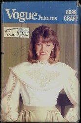 8906 VOGUE ERICA WILSON LARGE EMBROIDERED COLLAR BACK BUTTON BLOUSE PATTERN 8-16